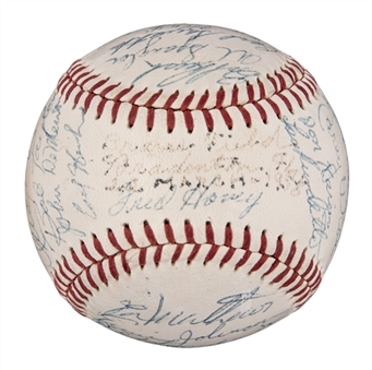 1958 Milwaukee Braves National League Champions Team Signed Baseball With 30 Signatures Including Hank Aaron, Eddie Mathews & Warren Spahn (PSA/DNA)